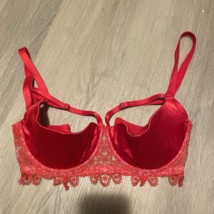 Red Quarter Cup Ilann Lace Bra, 30i